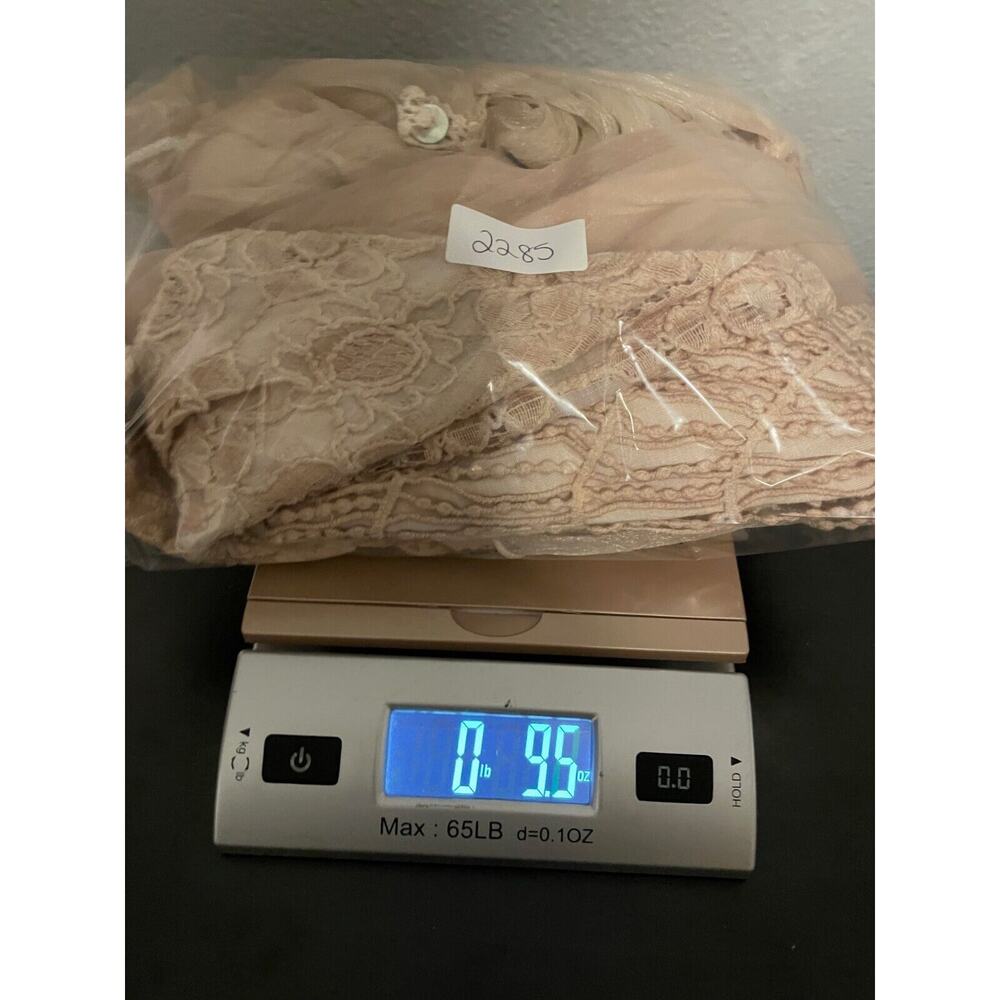 Simply Couture Womens Tunic 3X Pink Floral Crochet Iridescent Roll Tab Fairy - Picture 6 of 6